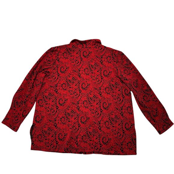 COLDWATER CREEK Vibrant Red Paisley Button Up Blouse Size 1X Womens Made in USA - Picture 5 of 9